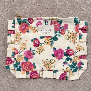 Sezane cotton Canvas floral pouch cosmetic travel mini bag